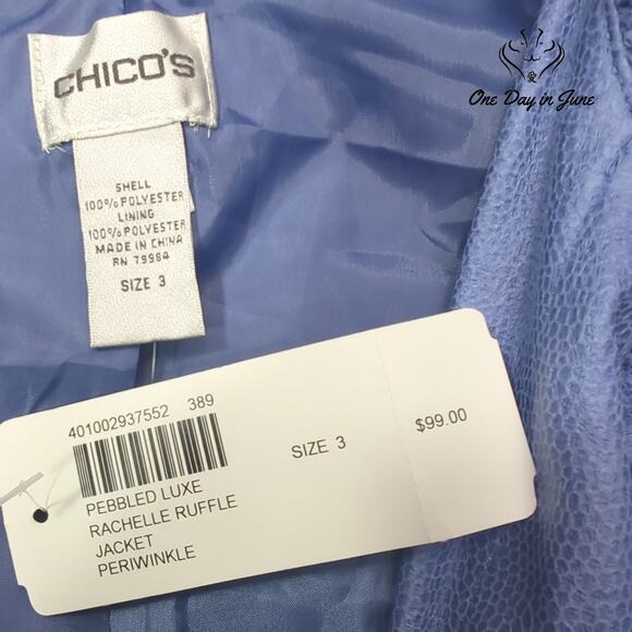 Chico's Ruffle Edge Long Sleeve Jacket Size 3 (16) - Picture 2 of 5